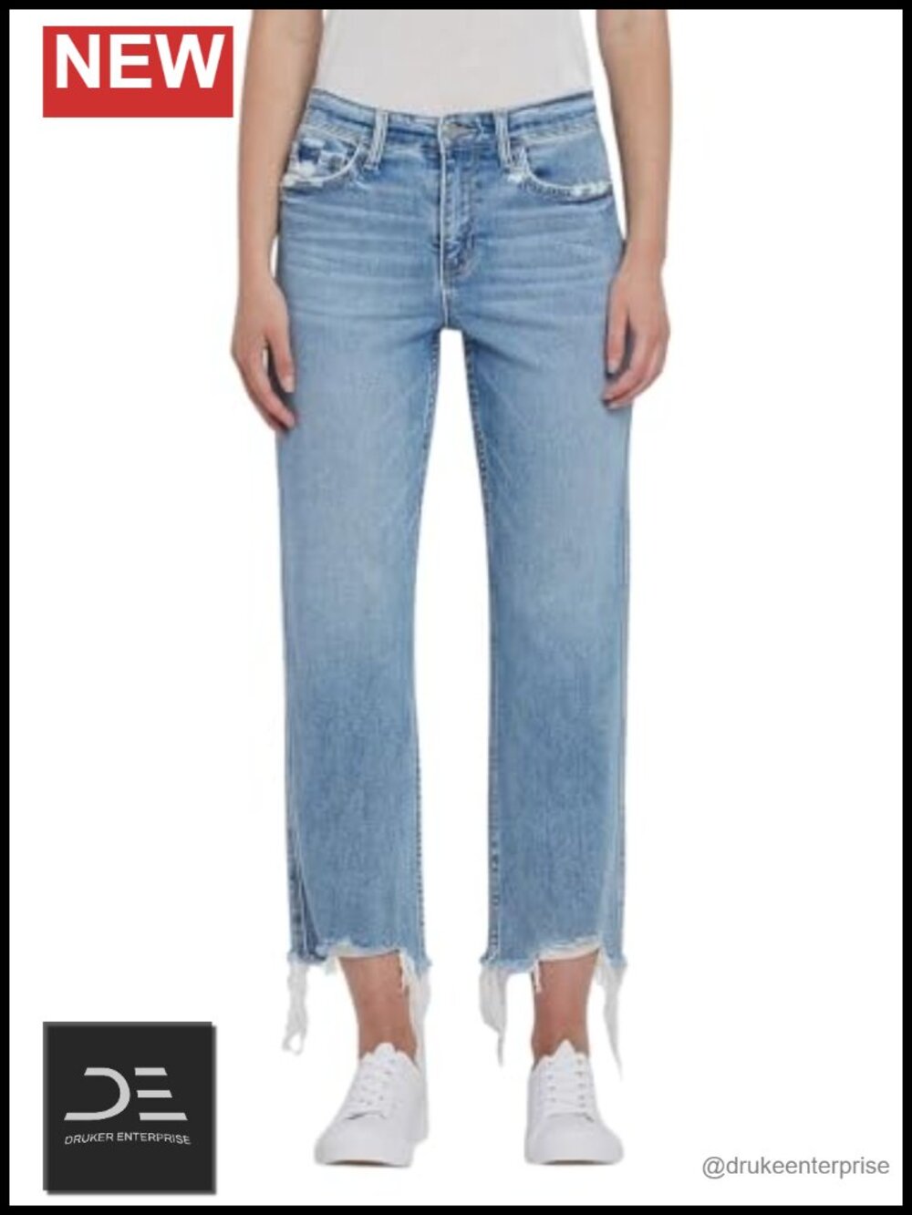 Women's High-Rise Straight Leg Jeans Stretch Cotton Casual Denim Pants